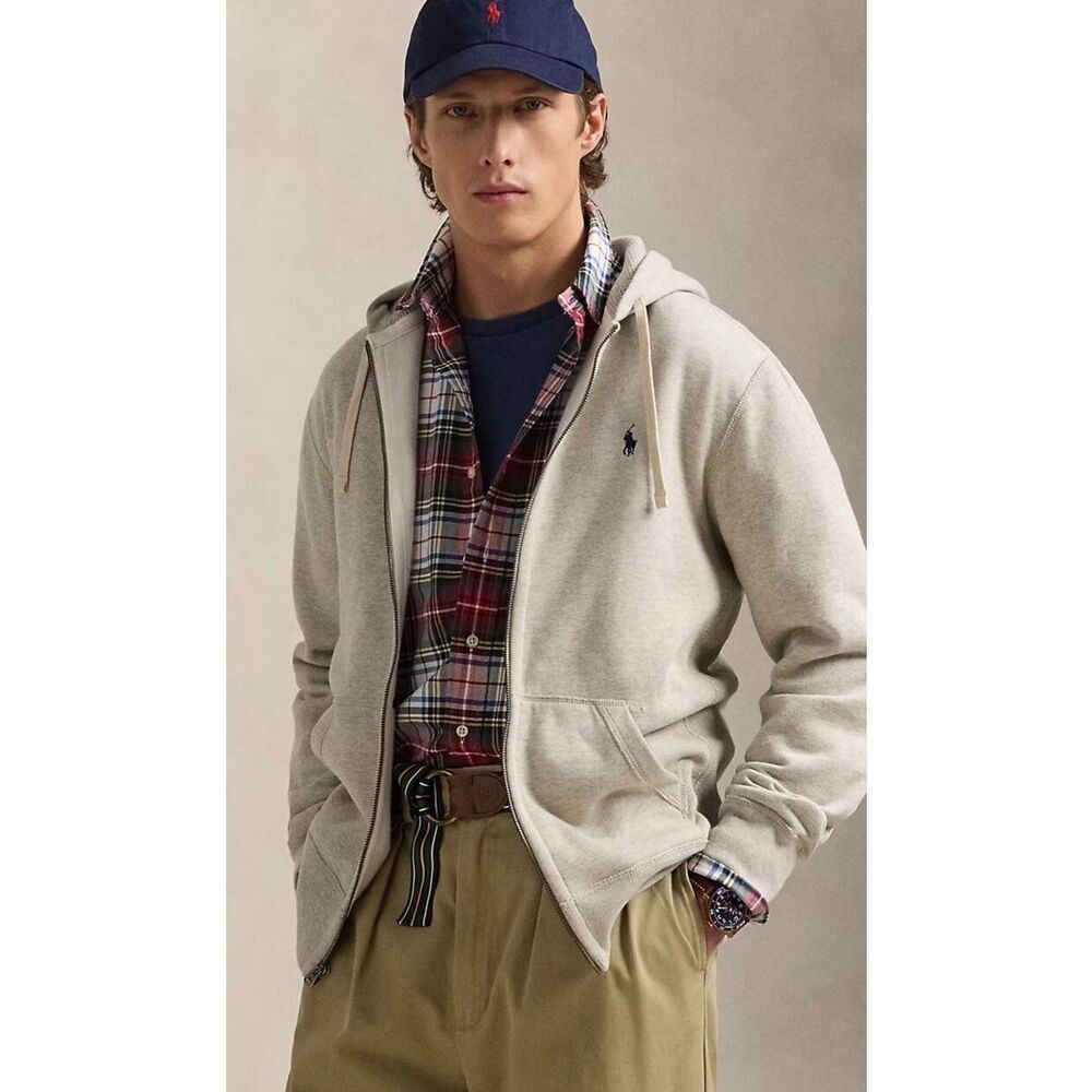 Luxury Lounge Jacket Polo Ralph Lauren Full-Zip Fleece Hoodie Mens XXL 2XL
